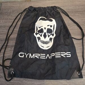Gymreapers Drawstring Gym Bag Lightweight Nylon 17x13 Black Weight Lifting
